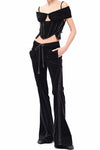 OUDE WAAG 25 autumn and winter washed elastic stitching flared pants OW-OW-25AW-PT07C1BL900-HEI black